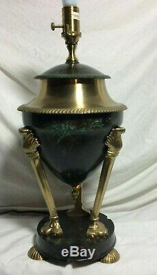 Wildwood Brass Urn Lamp Tripod Cat Claw Foot Torch Art Deco Neoclassical Superb