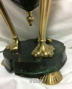 Wildwood Brass Urn Lamp Tripod Cat Claw Foot Torch Art Deco Neoclassical Superb