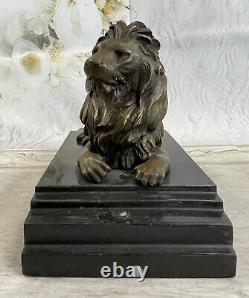 10 Statue de bronze d'art de la jungle de safari de gros chat sauvage lion mâle rugissant décor cadeau