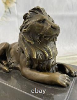 10 Statue de bronze d'art de la jungle de safari de gros chat sauvage lion mâle rugissant décor cadeau