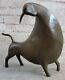 10 West Art Deco Bronze Sculpture Résumé Art Animal Bull Ox Statue Cadeau Vente