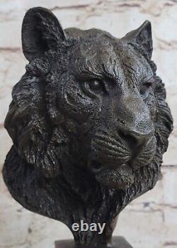 10 Western Art Deco Bronze Lions Lion Puma Mountain Cat Bust Sculpture Figurine