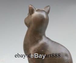 11 Western Art Café Bronze Cuivre Chat Bonheur Animaux Art Déco Sculpture Sit