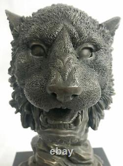 12 Western Art Deco Bronze Lions Lion Puma Montagne Cat Figurine Buste Sculpture
