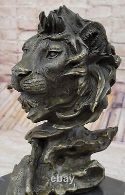 13 Lions en bronze Art Déco de l'Ouest Lion Puma Montagne Chat Buste figurine Œuvre d'art