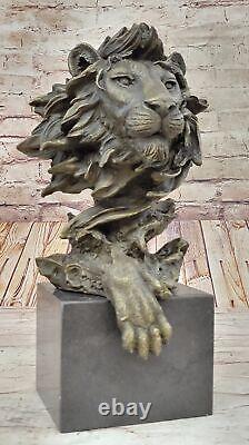 13 Lions en bronze Art Déco de l'Ouest, figurine de buste de Puma Mountain Cat, sculpture d'art.