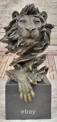 13 lions en bronze Art Deco de l'Ouest, Lion Puma Montagne Chat Buste figurine Sculpture