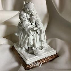 1760 Dame aux Chats Volkstedt Antique Allemande Figure en Porcelaine Biscuit Blanc de Chine