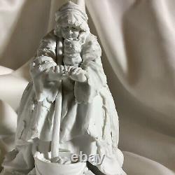 1760 Dame aux Chats Volkstedt Antique Allemande Figure en Porcelaine Biscuit Blanc de Chine