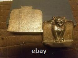 1925 Arts Et Métiers D. A. L. Bronzed Cat Bookends, Difficile À Trouver