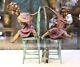 22 Cm Western Art Deco Pure Bronze Deux Enfants Garçon Fille Jouer Avec Cat Sculpture