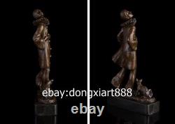 33 CM Western Art Deco Bronze Marbre Homme Européen Garçon Homme Poète Et Sculpture Cat