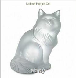$340 Lalique Crystal Frosted Heggie Cat Persian Kitty Figurine Signée New In Box