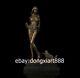 40 Cm Western Art Deco Bronze Jeunes Femmes Fille Belle Jeune Fille Et La Sculpture D'art De Chat