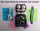 80s Black Électric-kit Cat Klock-kat Clock- Withcustom Blue Eyes-vintage-works- Usa