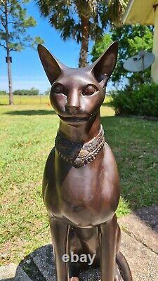 A. Tiot Signé Bronze Cat Art Déco Egyptian Revival Bastet Goddess Kitty Animal