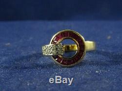 Absolument Magnifique Guy Laroche Ruby Diamond Ring, Français Aigle Hallmark, Taille O