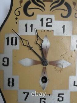 Ancienne Gilbert Wood Élégant Grand Cat Nouveauté Horloge De Travail 1928