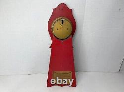 Ancienne Gilbert Wood Stencilé Haut Cat Novelty Horloge De Travail 1928 Rouge