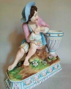 Antique 1900 Statuette Porcelaine Biscuit Guy Vase Chantilly France Figur Marqué