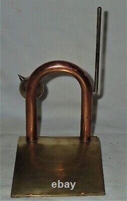 Antique Art Deco Sign Chase Cuivre & Laiton Industriel Porte Chat Kitten Portes Stop
