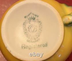 Antique Beyer & Bock Deco Teacup & Pitcher Porcelaine Poignée De Chat Allemagne Rare