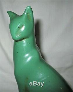 Antique Bronze Galvano Clad Art Déco Frankart Era Peinture Bookends Sculpture Cat