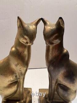 Antique Galvano Bronze Clad Art Deco Frankart Era Paint Cat Bookends