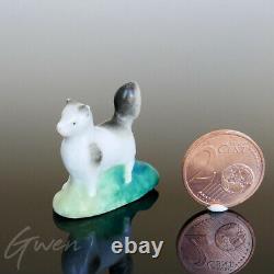 Antique Miniature Cat Staffordshire Figurine 1 Bisque Pottery Figure Porcelaine