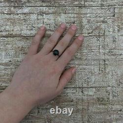 Antique Vintage Deco 925 Argent Sterling Chat's Eye Chrysoberyl Ring 2,6g 6,75 Sz