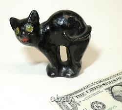 Antique Vtg Hubley Fonte Halloween Cat Petit Doorstop Enfant Paperweight