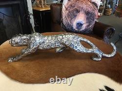 Argent Figurine Jaguar Moulage Aluminium Poli Harcelage Jaguar Big Cat Cheetah