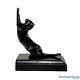 Arrêt De Porte Sculptural En Fonte D'aluminium Noir Art Déco Vintage