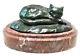 Art Déco Allemand Bronze Sculptural Paperweight, Un Chat Endormi, Ca. Années 1920