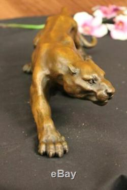 Art Déco Barye Bronze Cheetah Statue Big Cat Leopard Félin Panther Lion Affaire