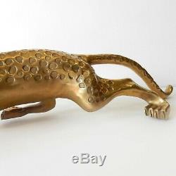 Art Deco Brass Prowling Leopard Sculpture Wild Cat