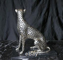 Art Deco Bronze Ceetah Cat Statue Lions Félin Castings
