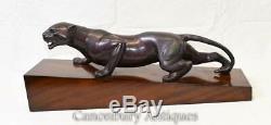 Art Deco Bronze Panther Statue Coulée Cat