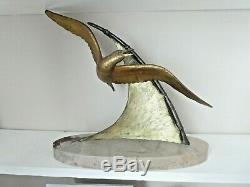 Art Déco Bronze Sculpture Signée Guy E Années 1930 Mouette Ca