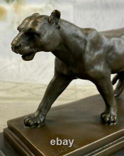 Art Déco Brown Bronze Cheetah Statue Big Cat Leopard Feline Panther Lion Artwork