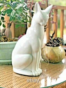 Art Deco Cat Hirado Mikawachi Waree Celadon Glaze Okimono 12 Statue Pottery