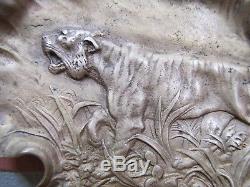 Art Déco Chasse Prowling Tiger Big Cat Brass Plateau J Fischer General Bronze Corp