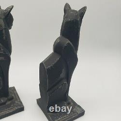 Art Déco Frankart Style Siamese Cat Bookends Vintage Cubist Style Metal Figurine