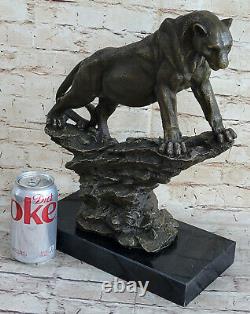 Art Déco Grand Bronze Cheetah Statue Big Cat Leopard Feline Panther Lion