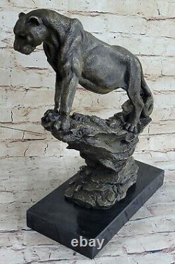 Art Déco Grand Bronze Cheetah Statue Big Cat Leopard Feline Panther Lion