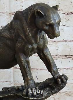 Art Déco Grand Bronze Cheetah Statue Big Cat Leopard Feline Panther Lion