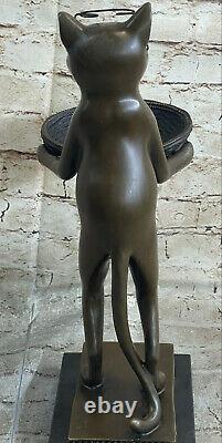 Art Déco Main Faite Grand Chat Sculpture Bronze Multi But Cadeau De Noël Parfait