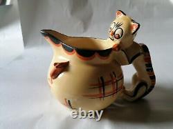 Art Déco Myott Cat & Mouse Globe Jug Cat Handle Very Rare
