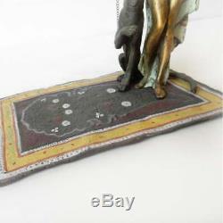 Art Déco Nu Lady Cheetah Cat Carpet Bergman Autrichienne Bronze