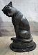 Art Déco Origine Chat Égyptien Sculpture De Bronze Base De Marbre Statue Large Deal